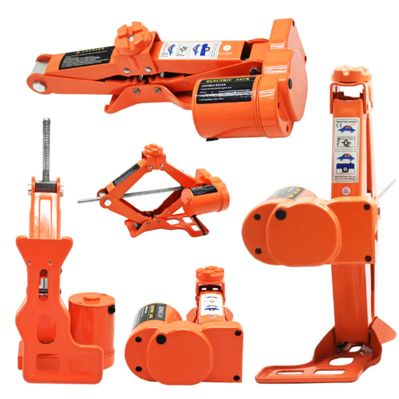 12V 3Ton Car Electric Car Jack Kit Scissor Jack Impact Wrench Built-in Flash Emergency Tool Tire Repair Kit Lift Jack