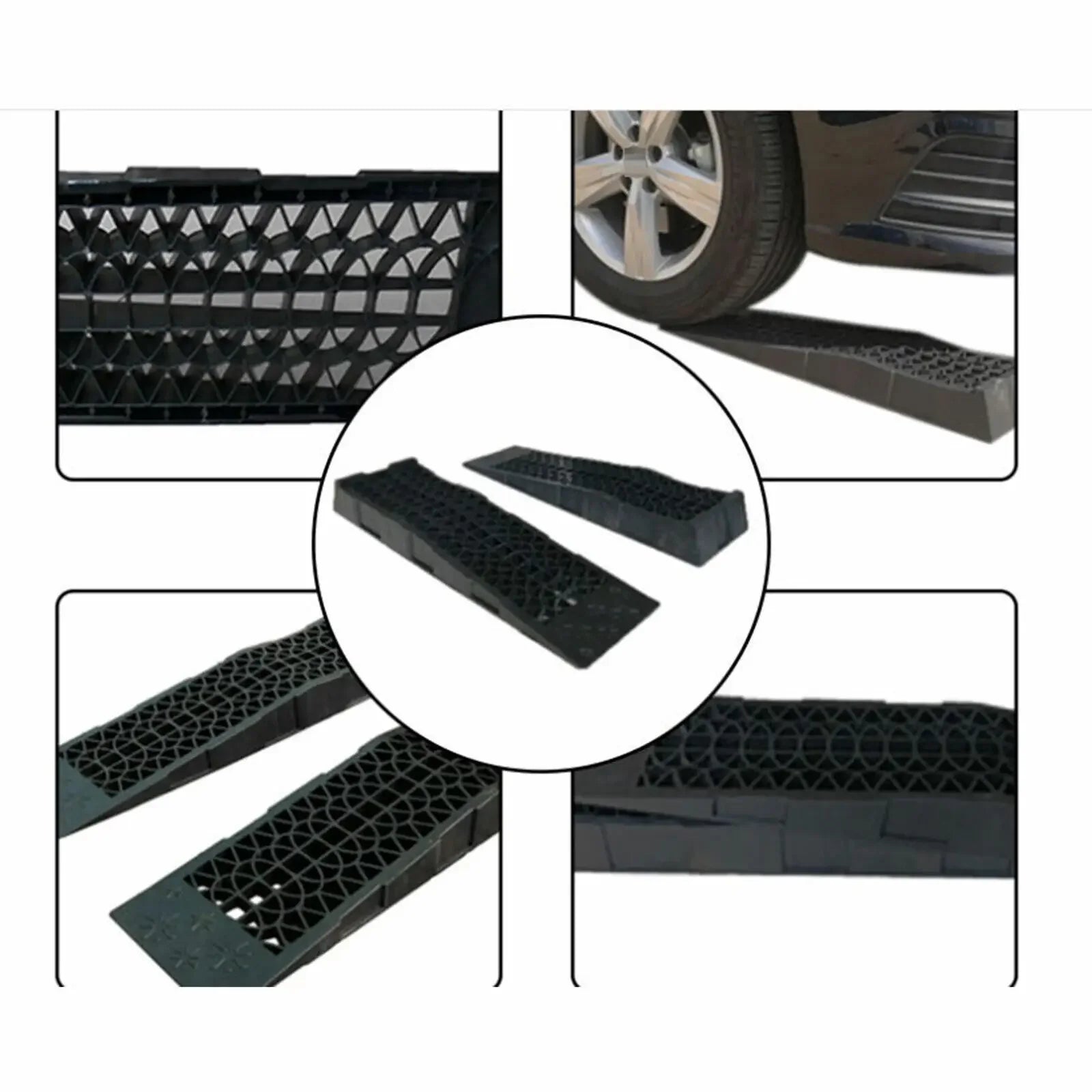 2 Piece 3-Ton Super Stable Extra Wide Heavy Duty Plastic Car Lifting Ramps Wide Wheel for Repair, Maintenance, Jack Lifting Tool