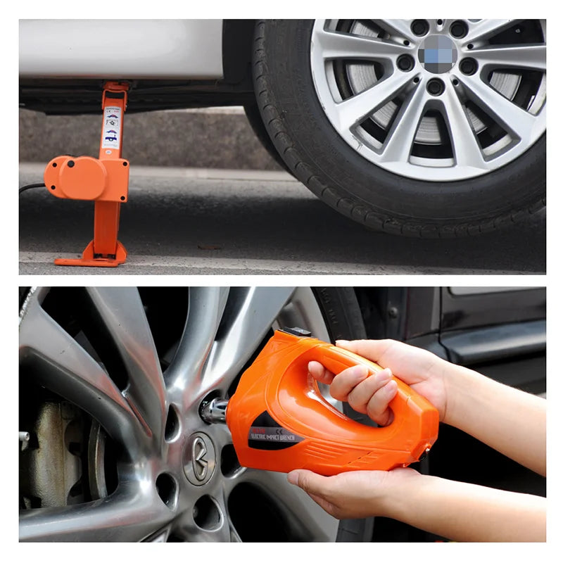 12V 3Ton Car Electric Car Jack Kit Scissor Jack Impact Wrench Built-in Flash Emergency Tool Tire Repair Kit Lift Jack